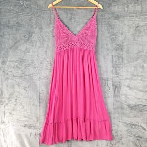 Womens Dress Medium Babydoll Crochet Gauze‎ Boho Midi Fairy Feminine Festival